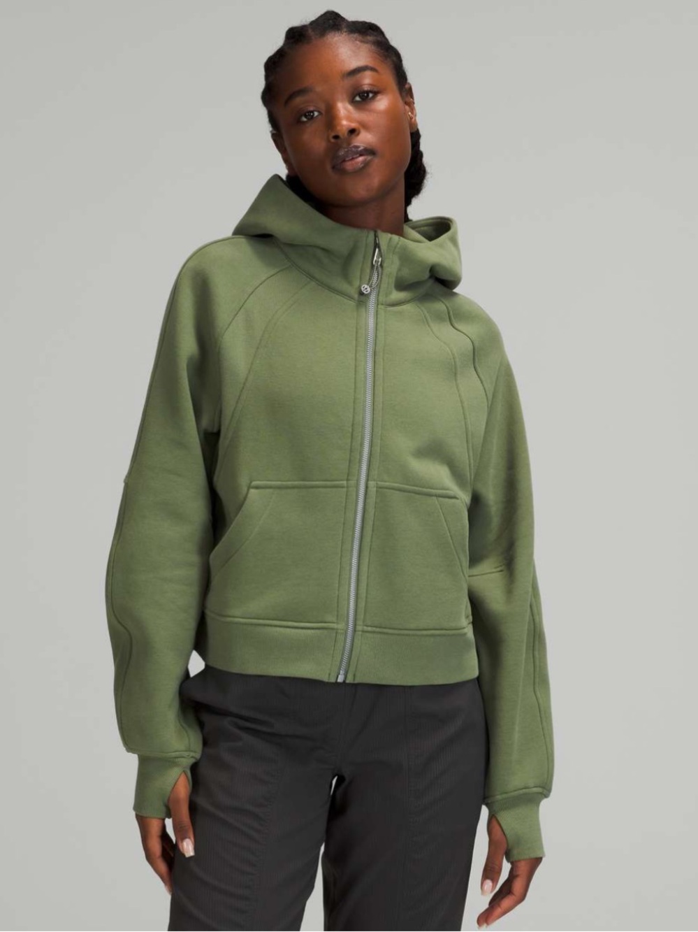 Lululemon Scuba Oversized Green Twill Full Zip